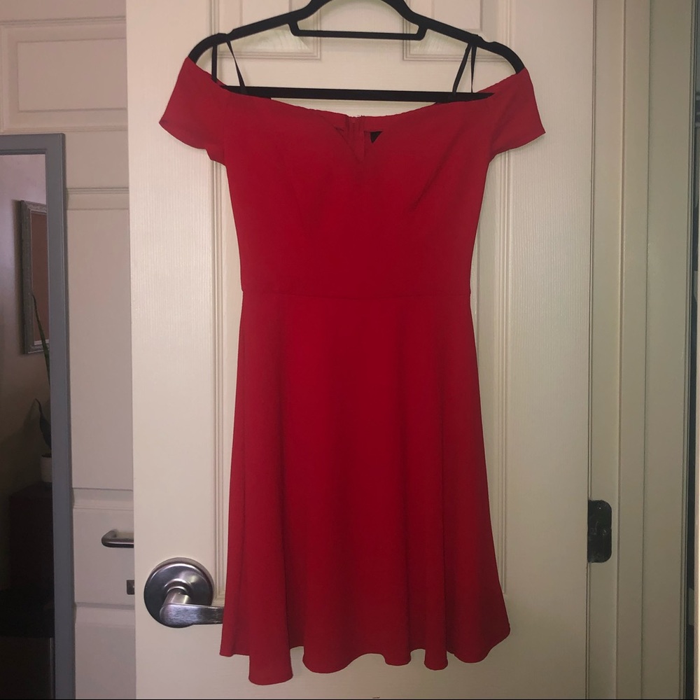 NWT B Darlin Red Off the Shoulder Sweetheart Neckline Dress